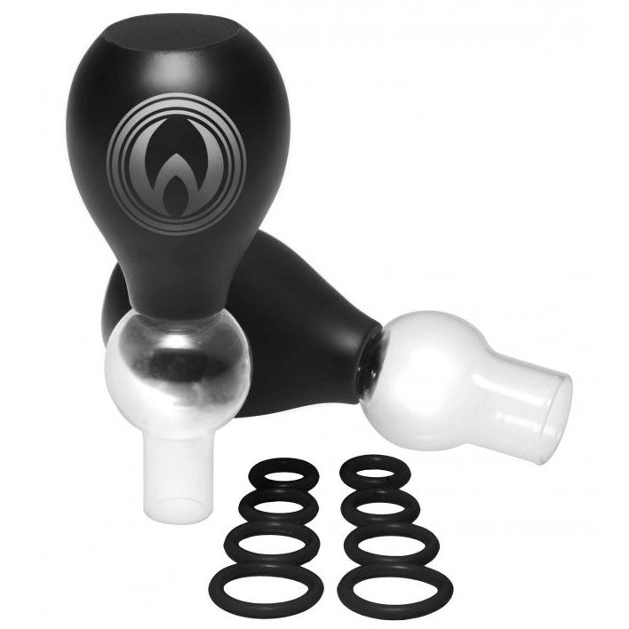 Pyramid Black Nipple Amplifier Enlargement Bulbs with O Rings