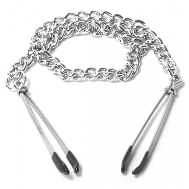 Reign Silver Adjustable Nipple Clamps with Linked Chain