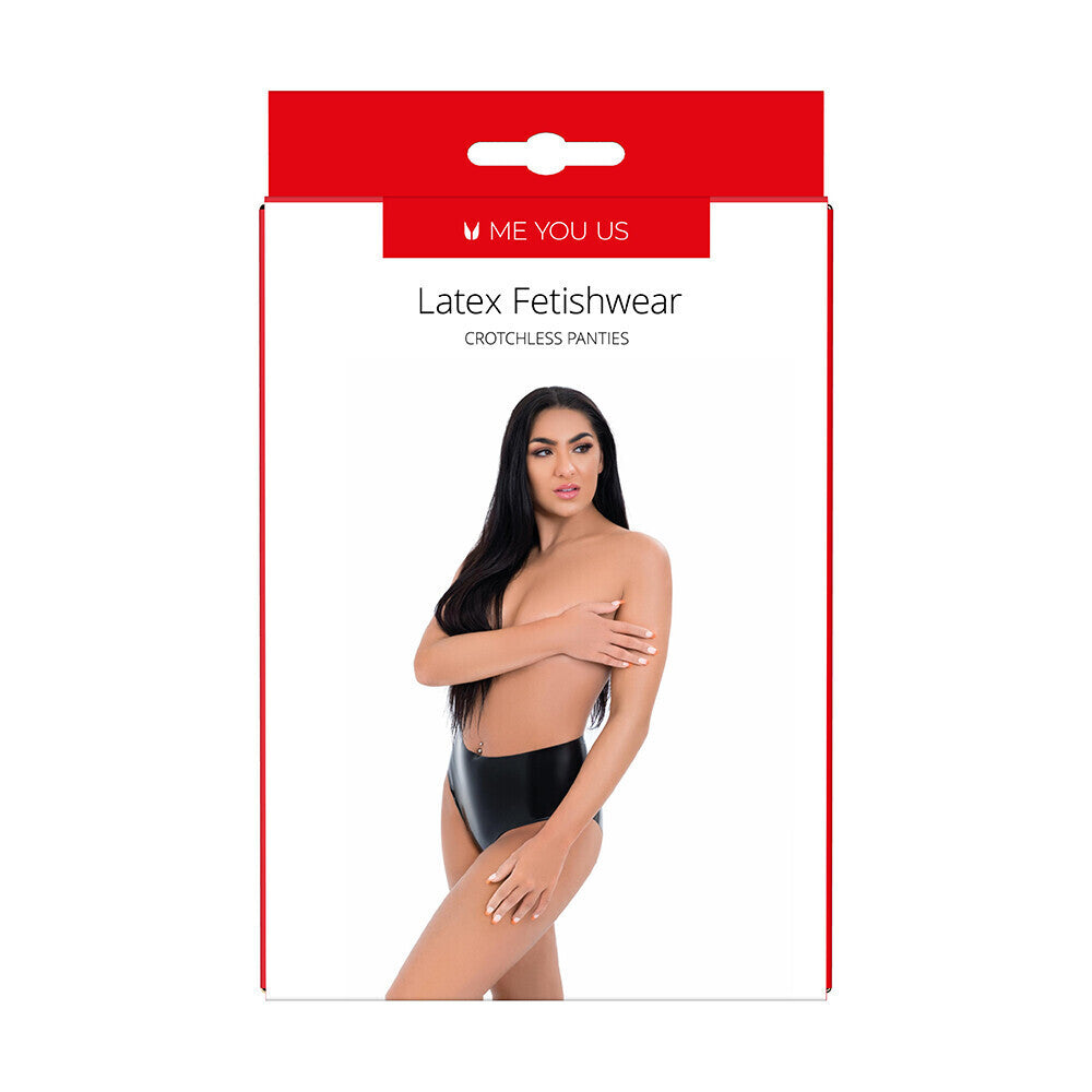 Me You Us Black Latex Crotchless Panties