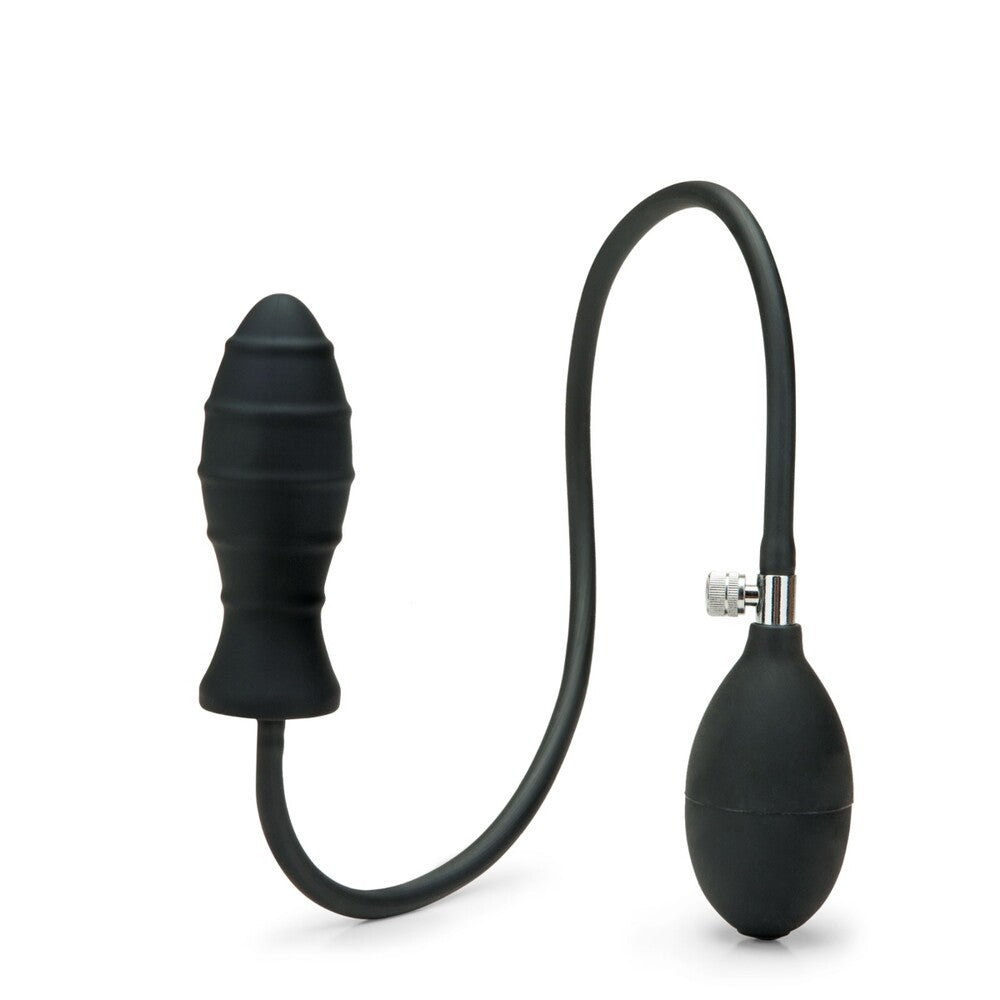 Me You Us Black Inflatable Ribbed Anal Plug with Flared Base