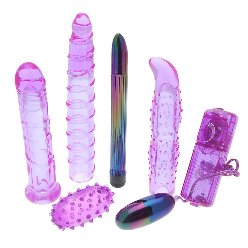 Pleasure Paradise Purple Jelly Vibe with Multi-Sensation Sleeves
