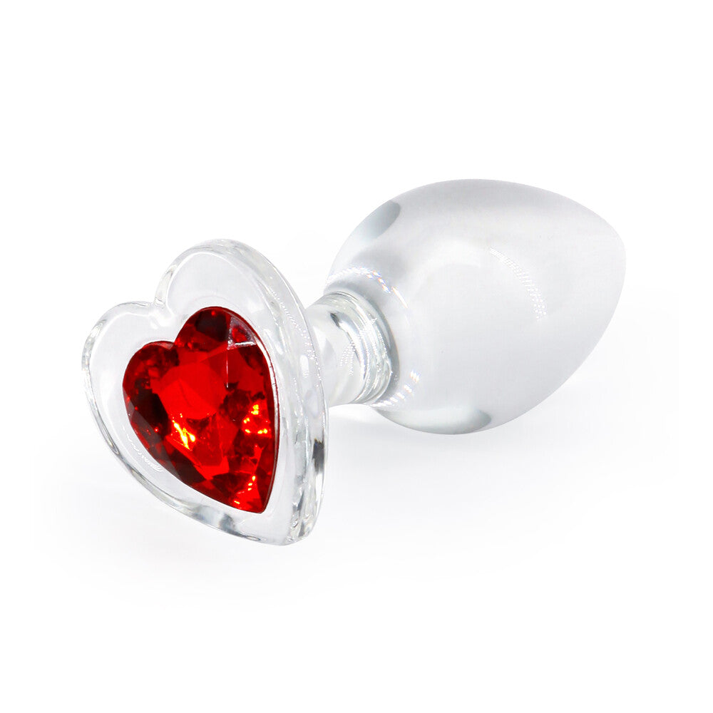 Crystal Desires Red Heart Medium Glass Butt Plug