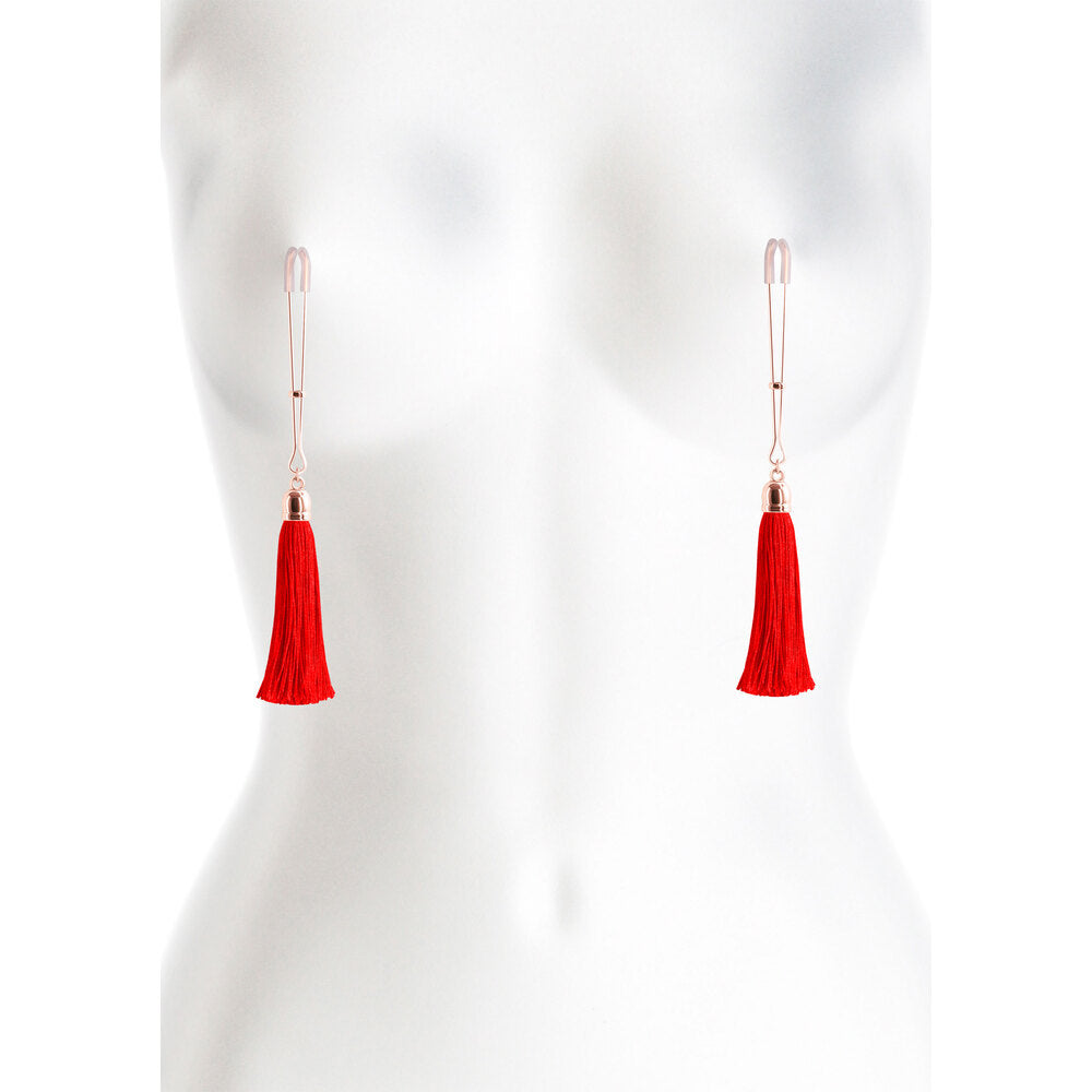 Bound Red Tassel Nipple Clamps Adjustable Nickel-Free Metal