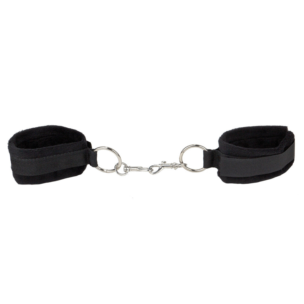 Ouch Black Hand and Ankle Cuffs with Furry Interior