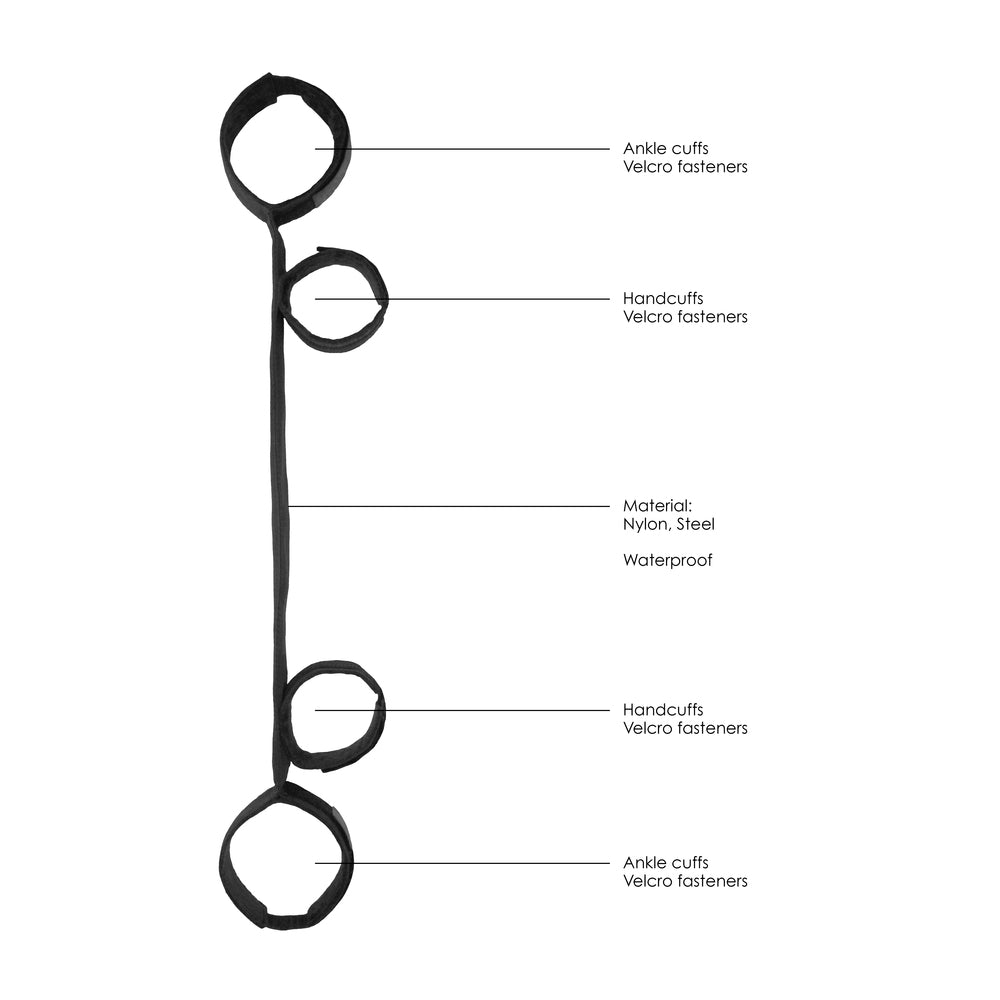 Ouch Black Spreader Bar with Adjustable Cuffs for BDSM Play