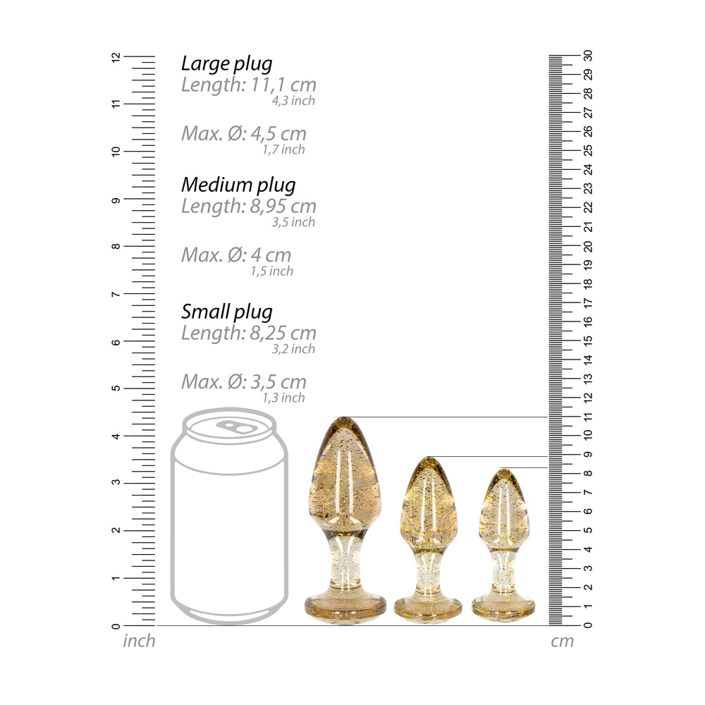 Ouch Gold Glitter Acrylic Butt Plug Set with Tapered Tip