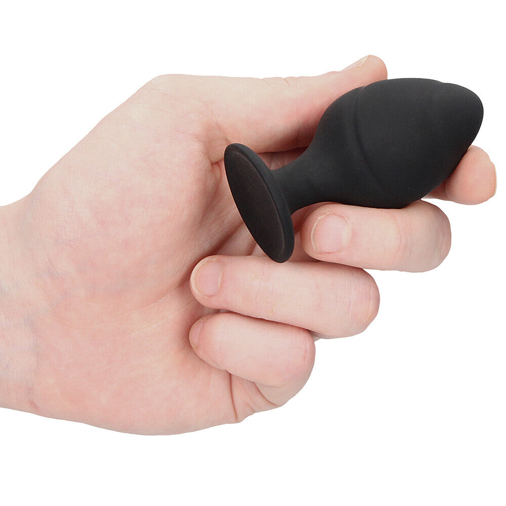 Ouch Black Silicone Swirled Butt Plug Set with Tapered Tip
