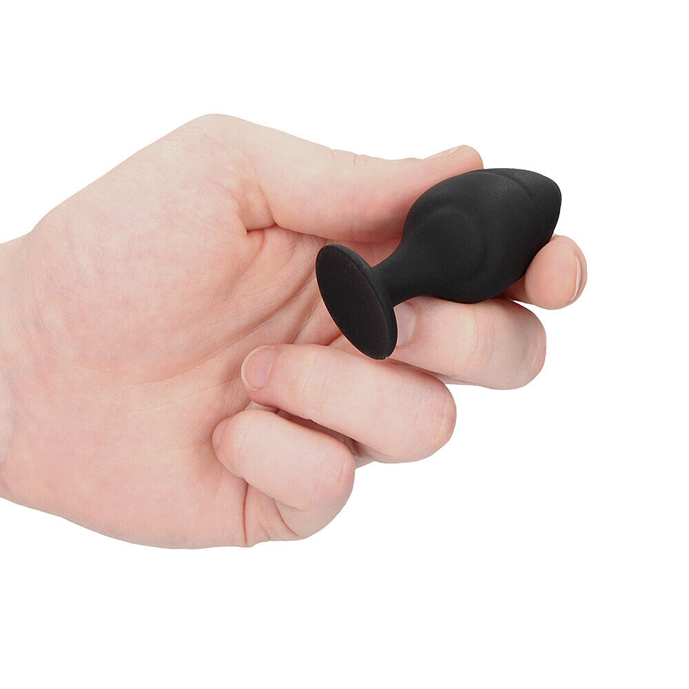 Ouch Black Silicone Swirled Butt Plug Set with Tapered Tip