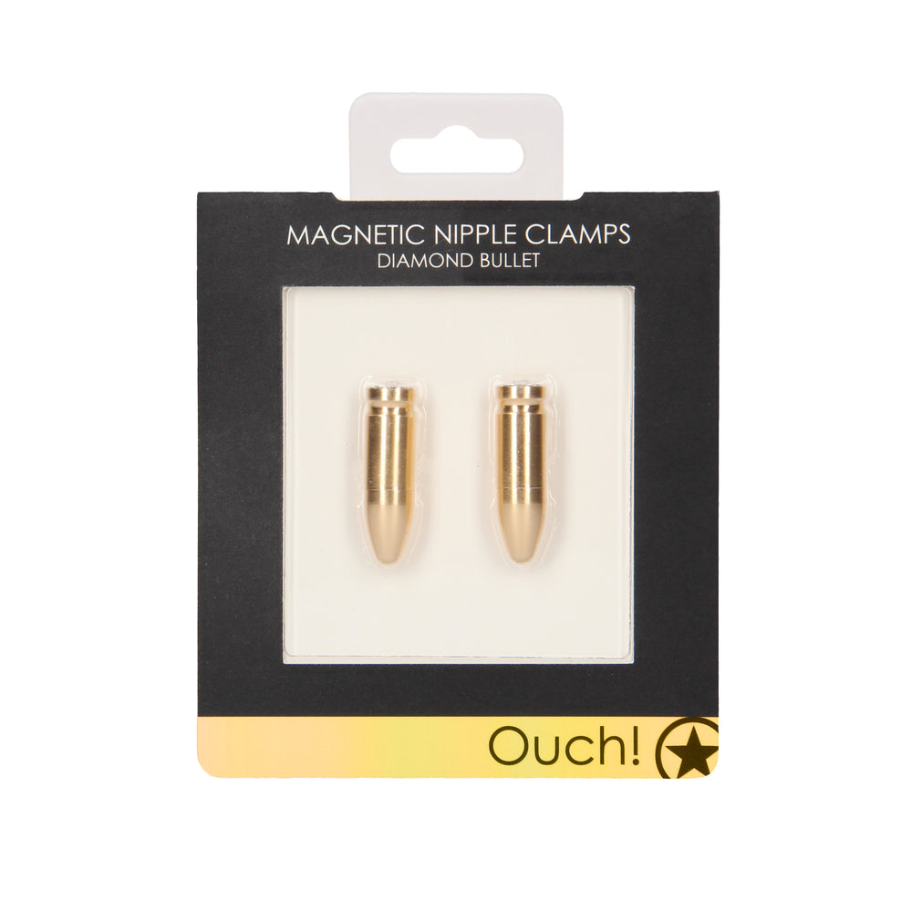 Ouch Gold Magnetic Nipple Clamps with Diamond Bullet