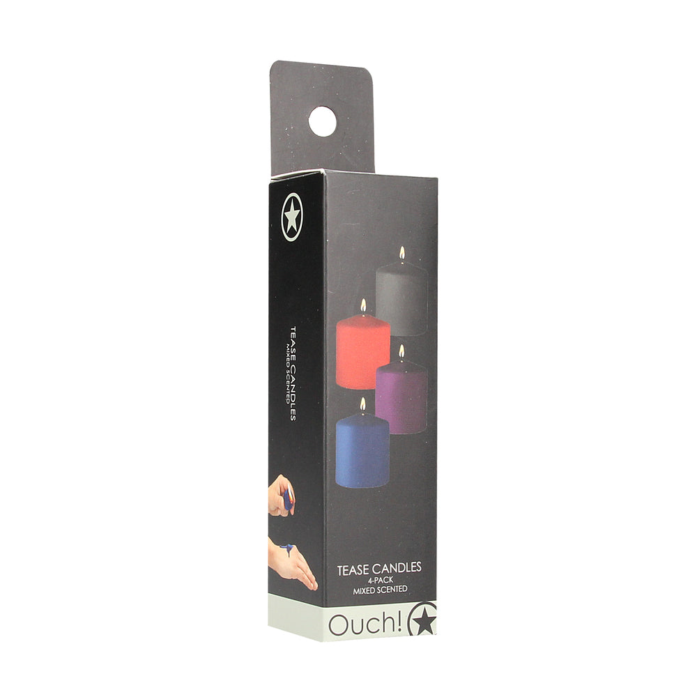 Ouch Mixed Color Tease Candles 4 Pack with Scents