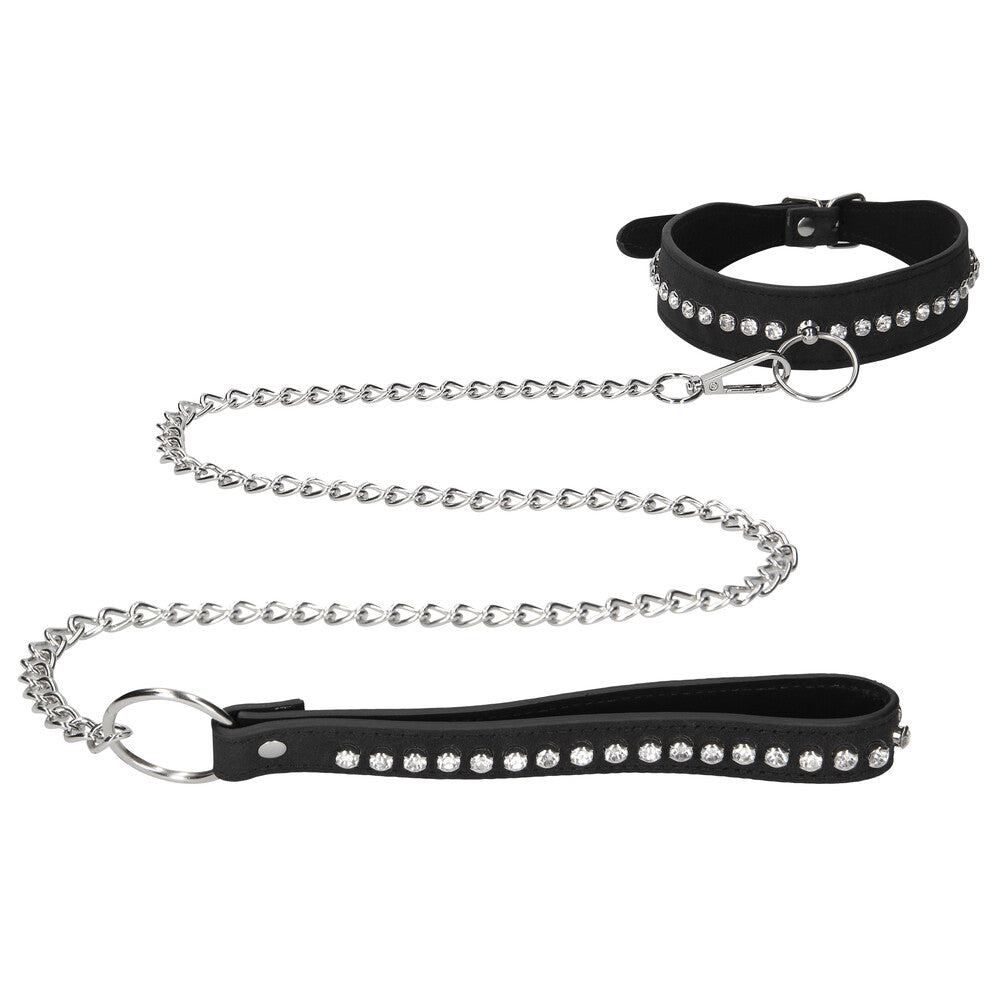 Ouch Black Diamond Studded Collar with Leash