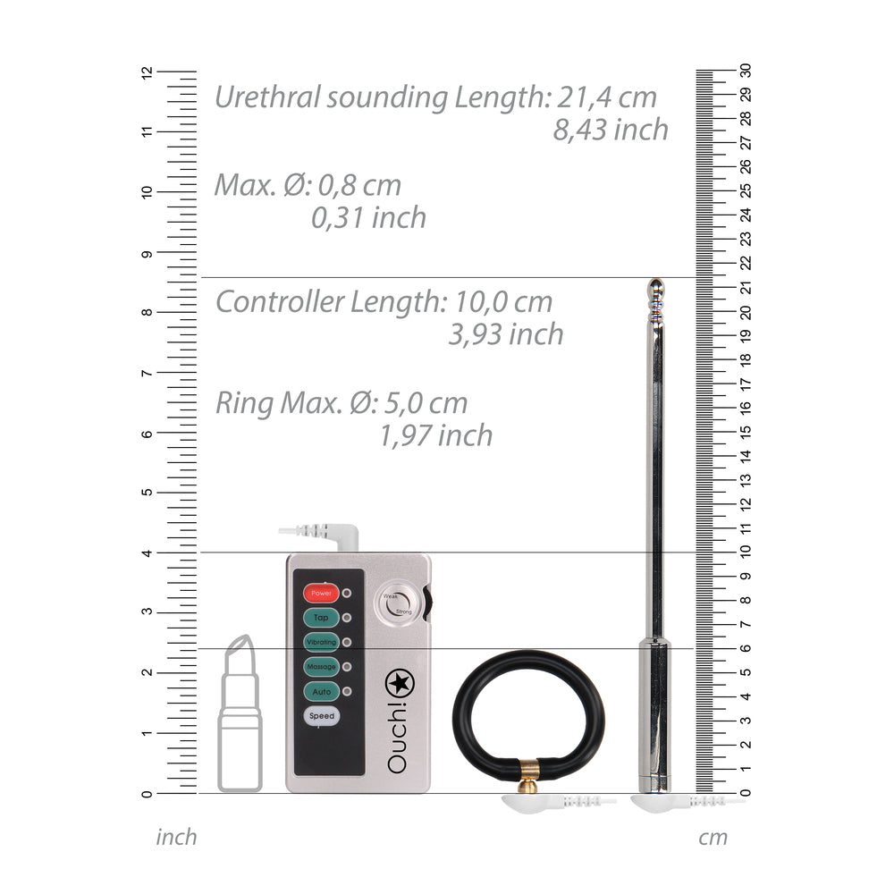 Ouch E Stimulation Silver Electroshock Sounding Set