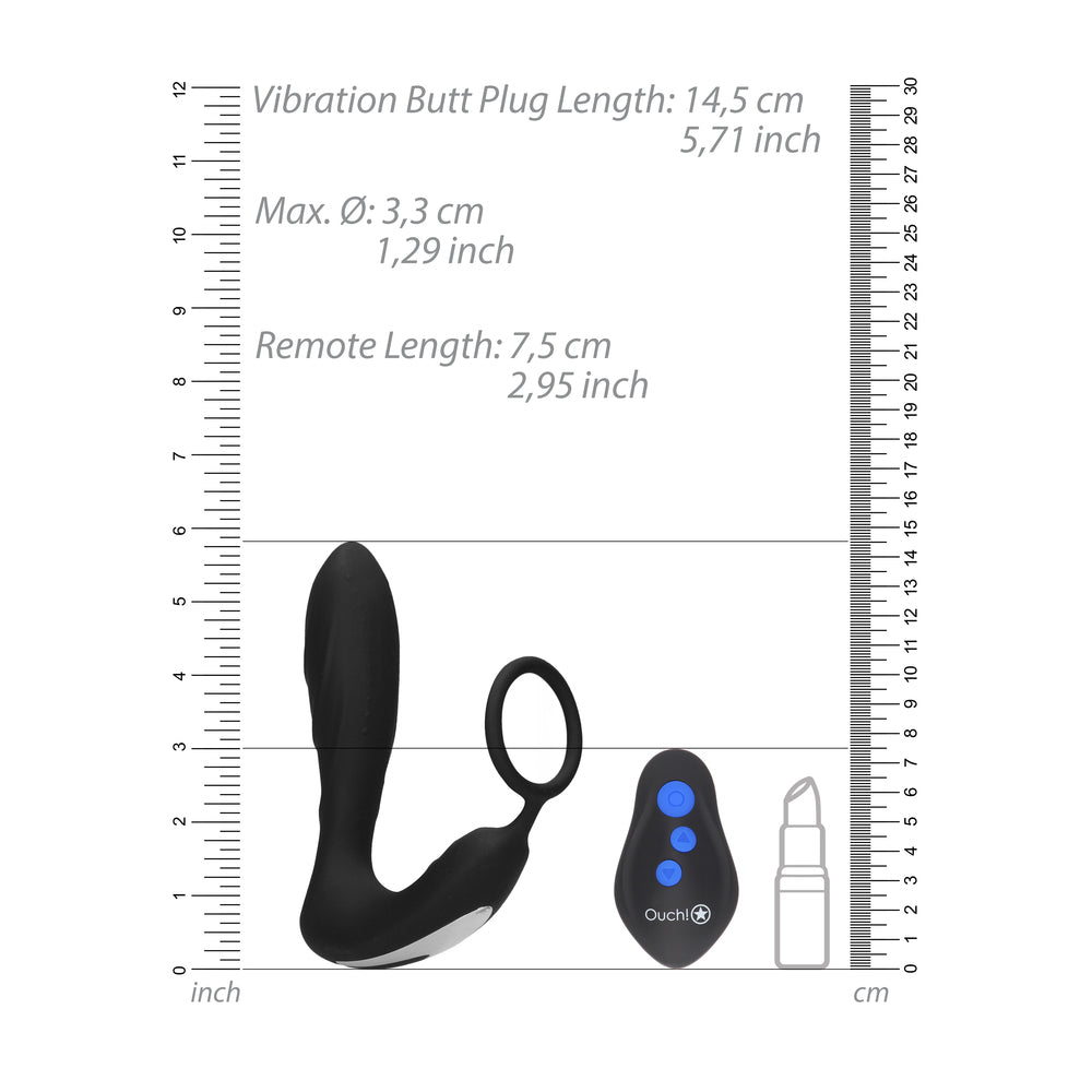 Ouch E Black Stimulation and Vibration Prostate Butt Plug
