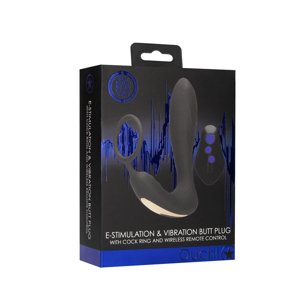 Ouch E Black Stimulation and Vibration Prostate Butt Plug