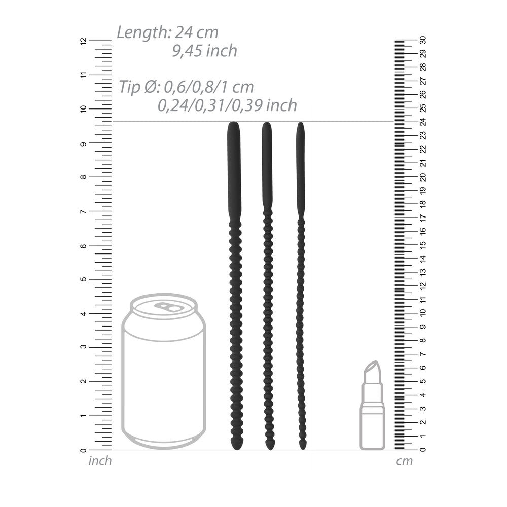 Ouch Black Silicone Dilator Set - Body-Safe Urethral Sounding