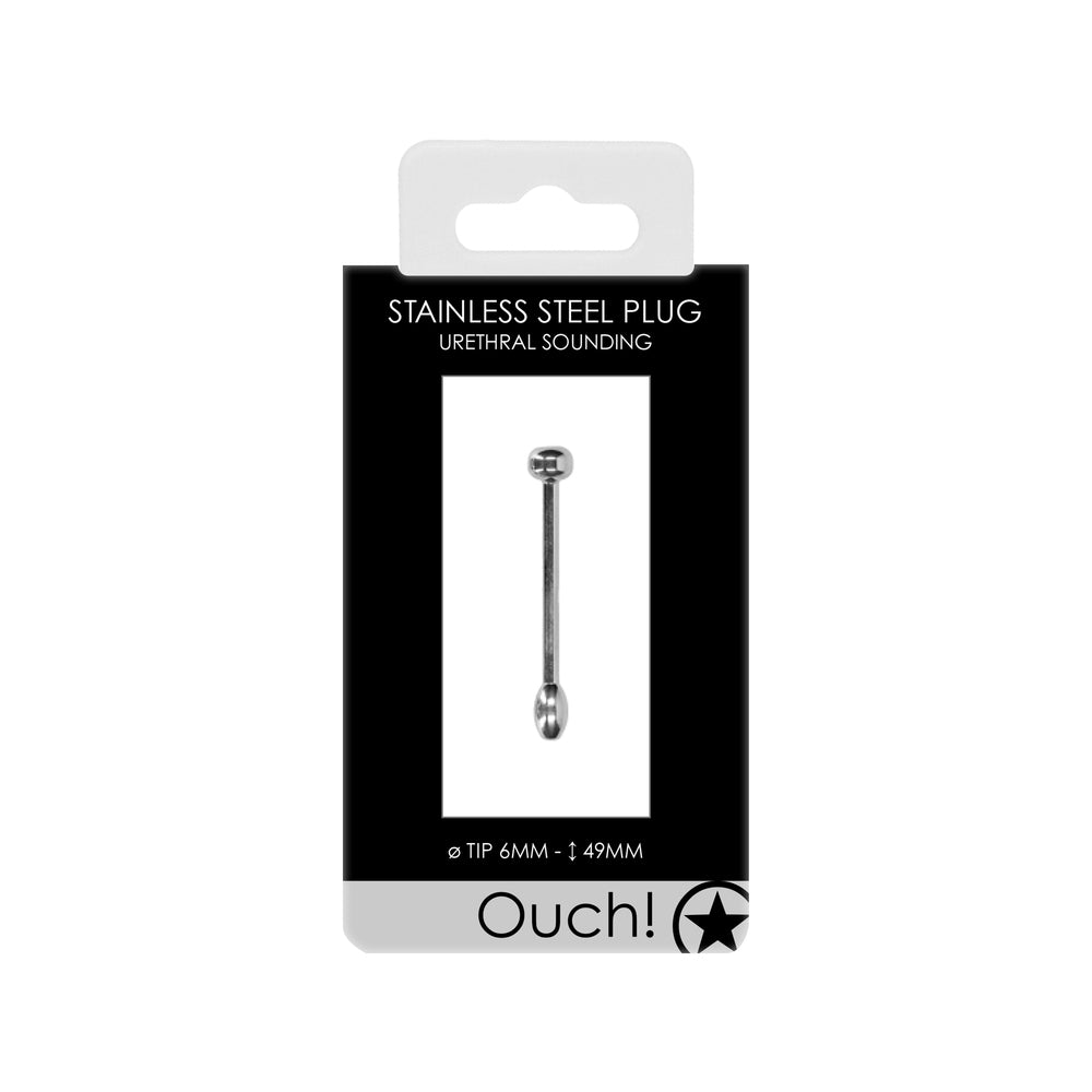 Ouch Silver Stainless Steel Urethral Plug with Thick Head