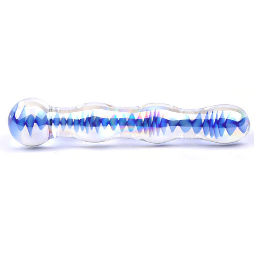 Elegant Pleasure Blue Glass Wavy Dildo
