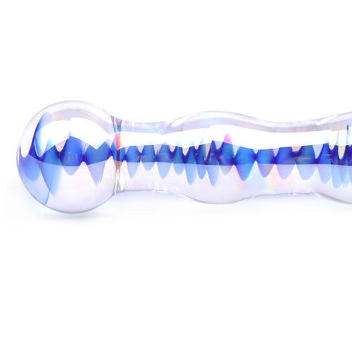 Elegant Pleasure Blue Glass Wavy Dildo