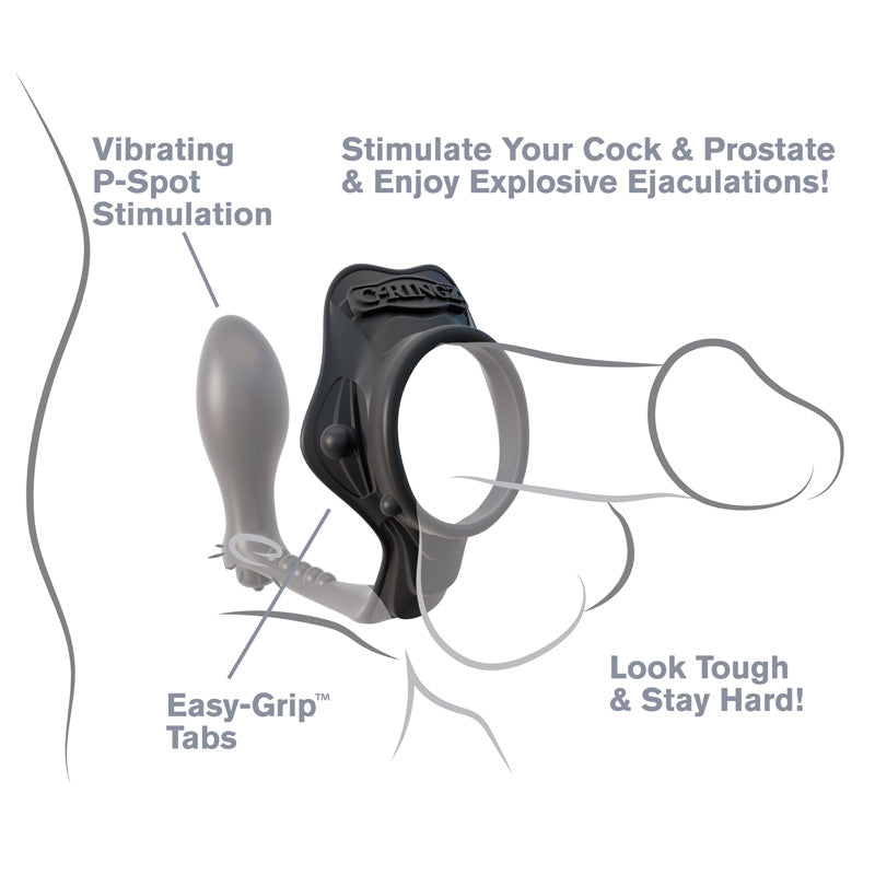 Fantasy CRingz Black Dual Action Prostate Massager and Cock Ring