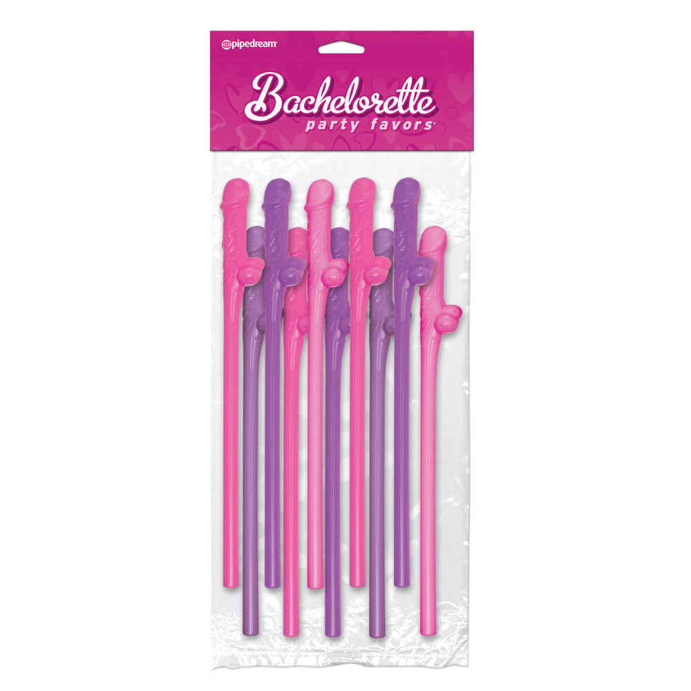 Party Essentials Pink and Purple Pecker Straws Set of 10