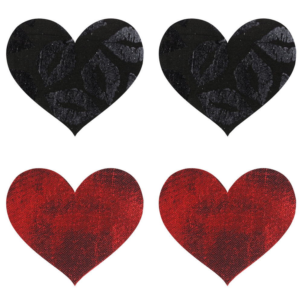 Peekaboos Red and Black Heart-Shaped Pasties
