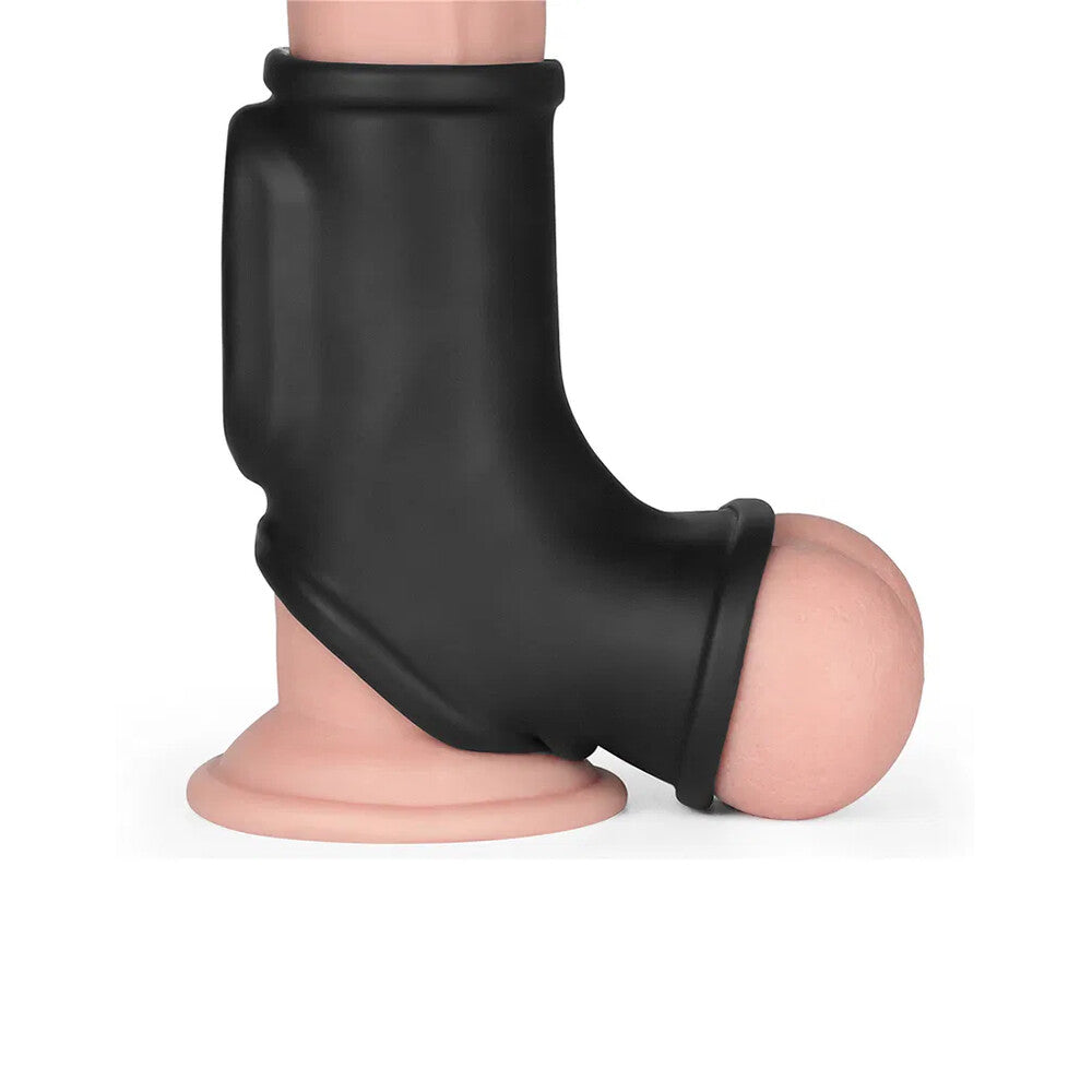 Lovetoy Black Vibrating Penis and Scrotum Sleeve