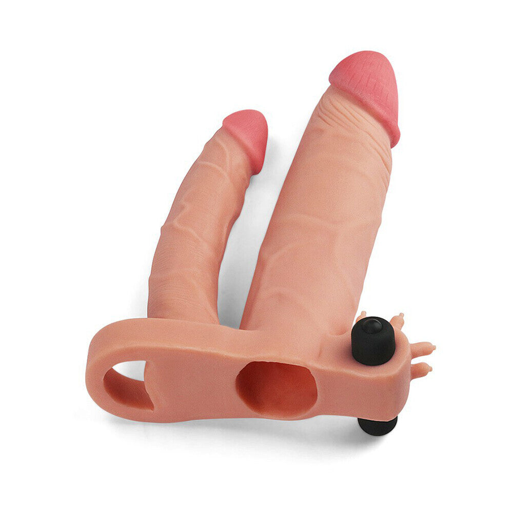 Lovetoy Flesh Vibrating Double Pleasure Extender with Anal Dildo