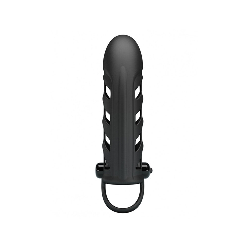 Pretty Love Black Silicone Vibrating Penis Sleeve 2