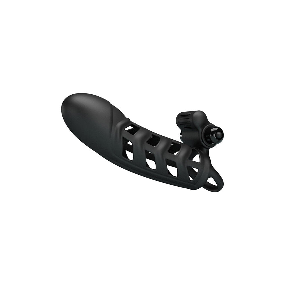 Pretty Love Black Silicone Vibrating Penis Sleeve 2