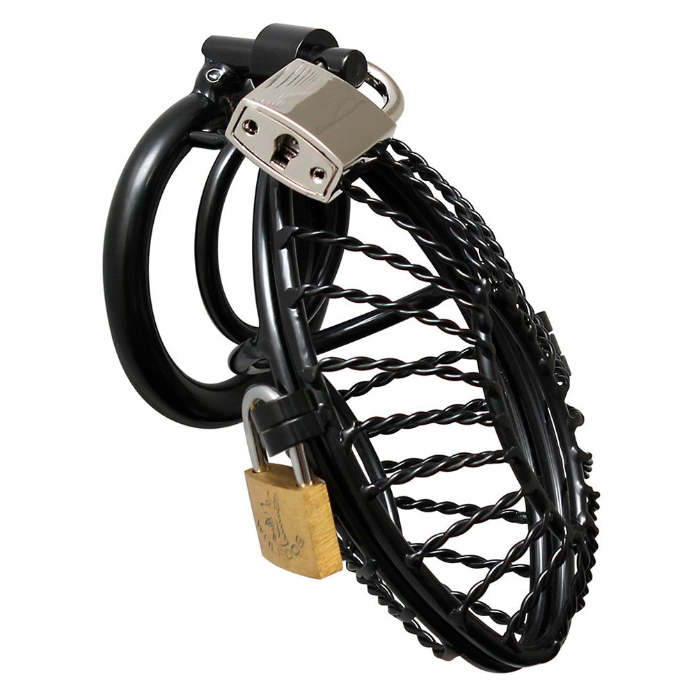 Secure Metal Male Chastity Device with Dual Padlocks