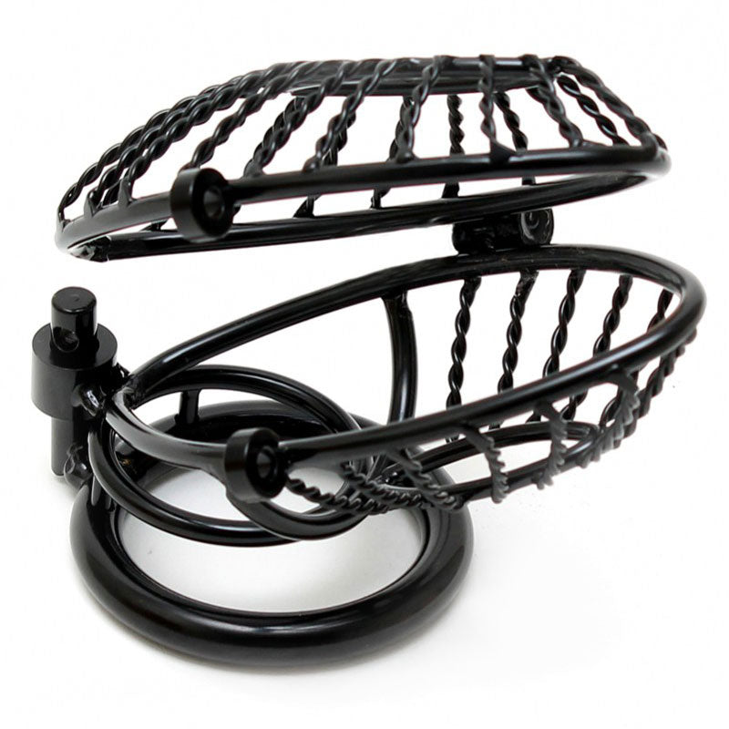 Secure Metal Male Chastity Device with Dual Padlocks