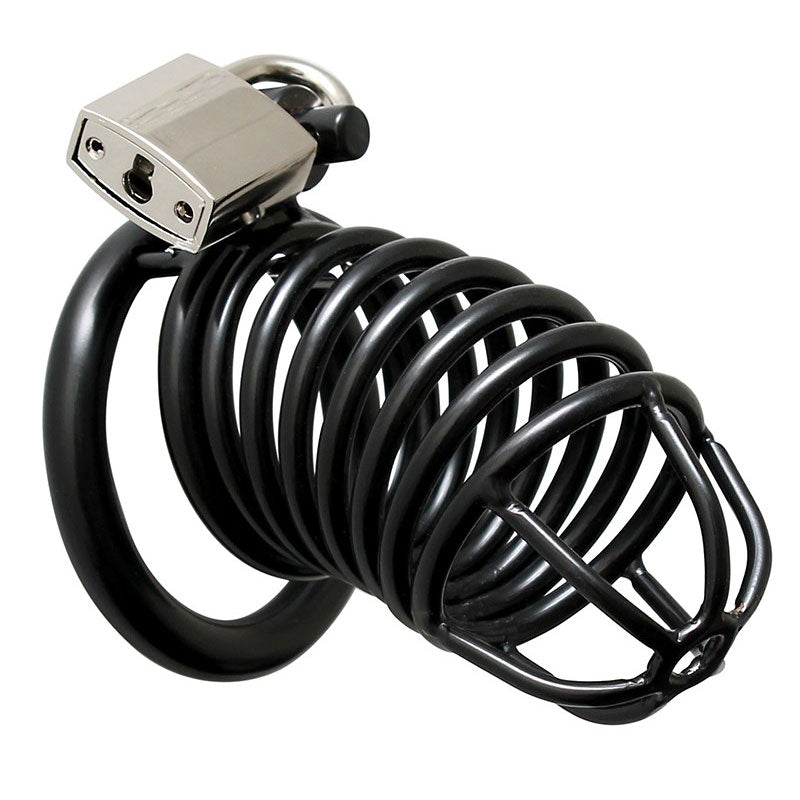 High-Quality Metal Silver Male Chastity Device with Padlock