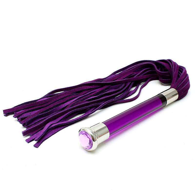 Luxurious Pleasure Purple Suede Flogger with Glass Handle