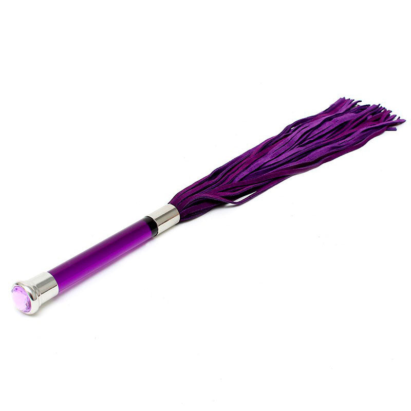 Luxurious Pleasure Purple Suede Flogger with Glass Handle