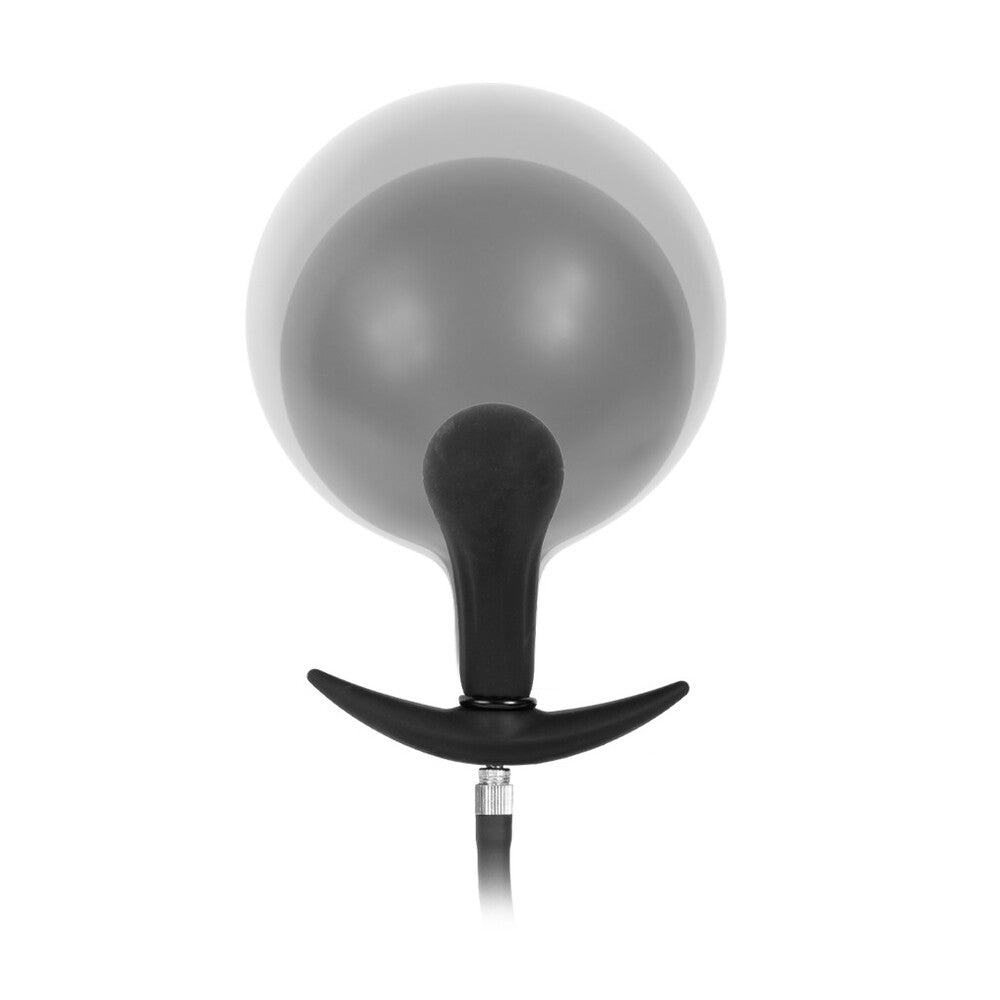 Rimba Black Inflatable Silicone Anal Plug with Hand Pump