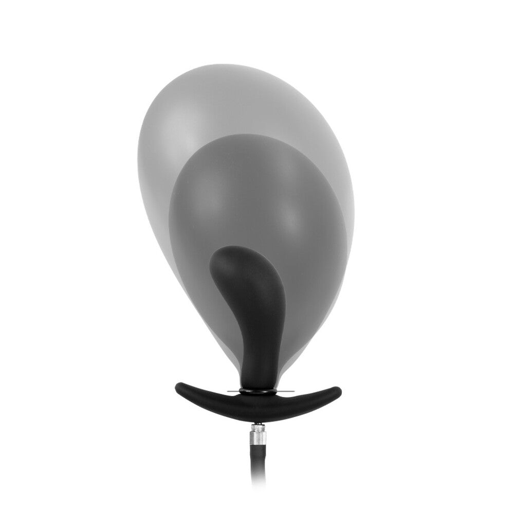Rimba Black Inflatable Silicone Anal Plug with Hand Pump