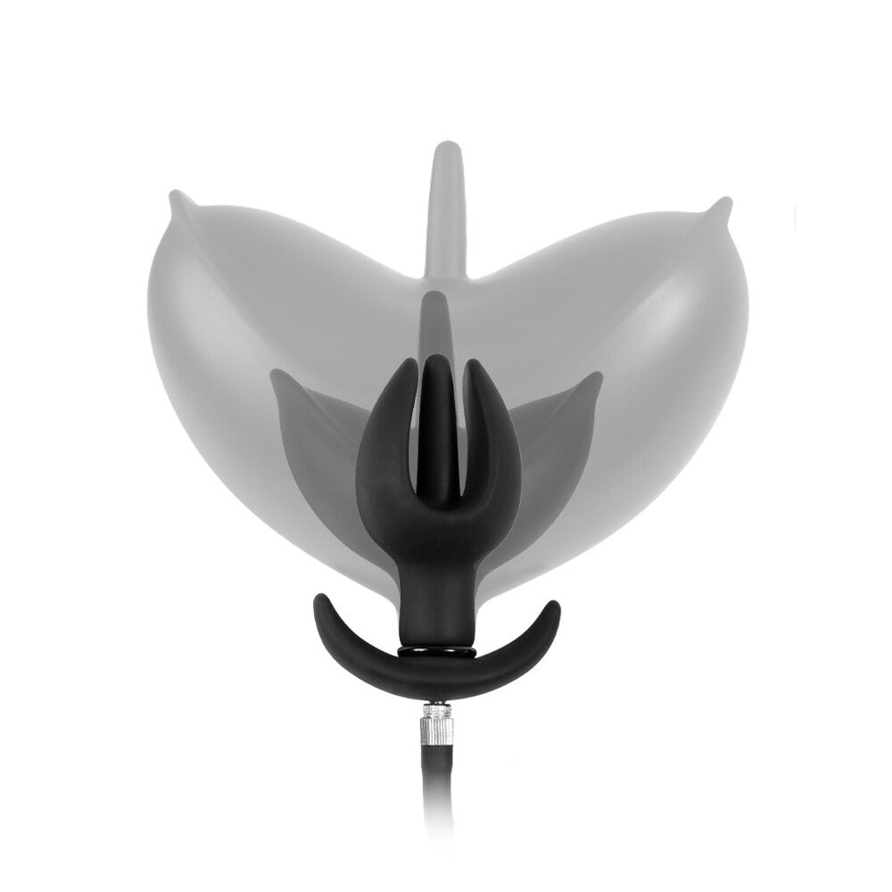 Rimba Black Inflatable Tulip Anal Plug with Release Valve