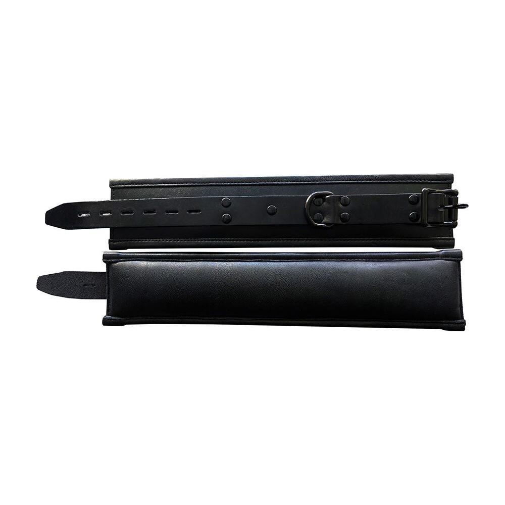 Rouge Black Padded Leather Ankle Cuffs for BDSM Restraint