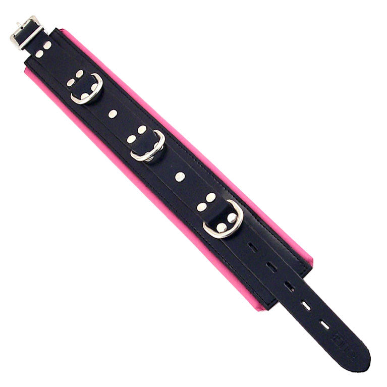 Rouge Garments Black and Pink Leather Padded Collar
