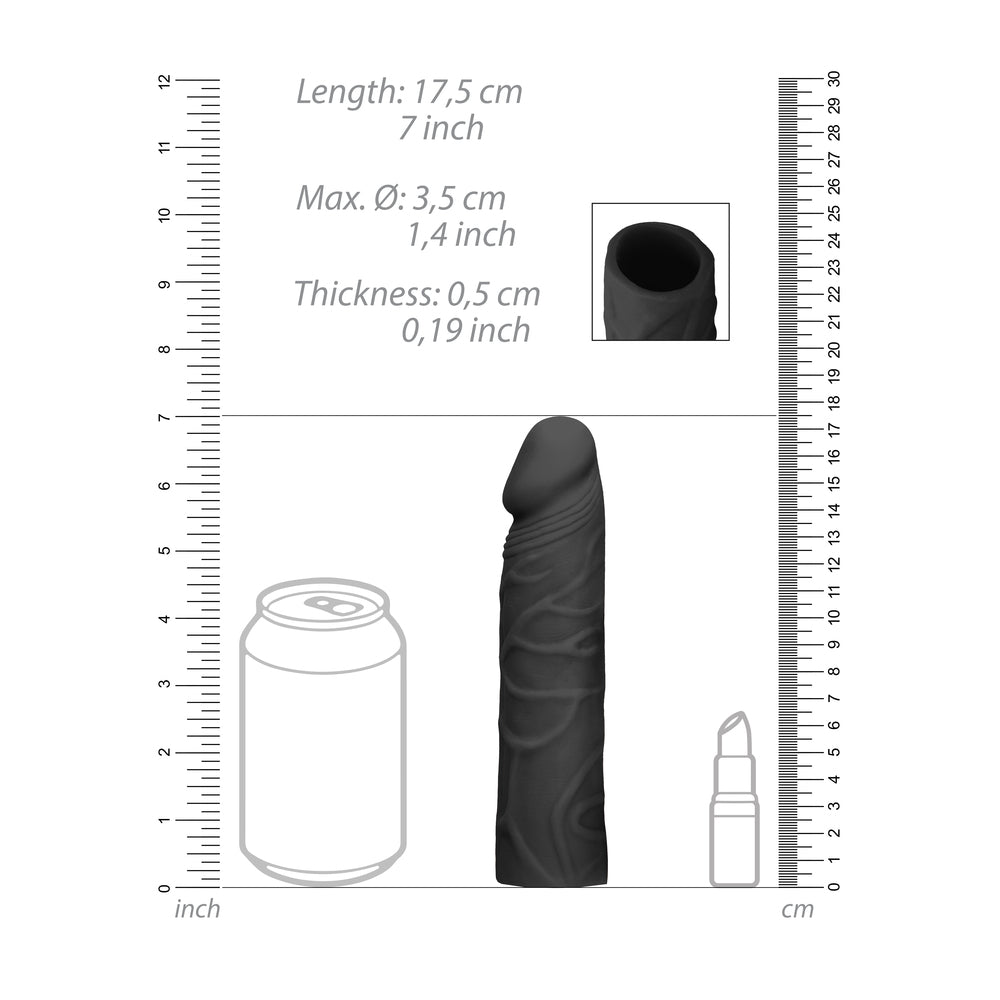 RealRock Black 7 Inch Realistic Penis Sleeve