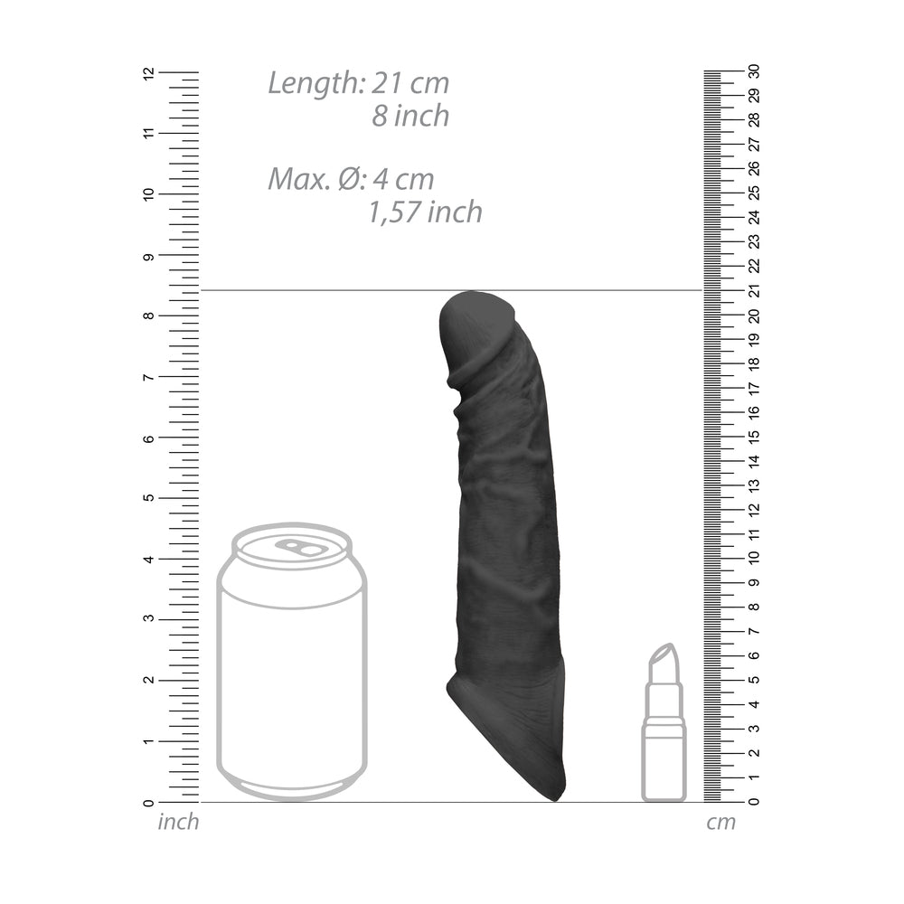 RealRock Black 8 Inch Realistic Penis Sleeve TPE Material