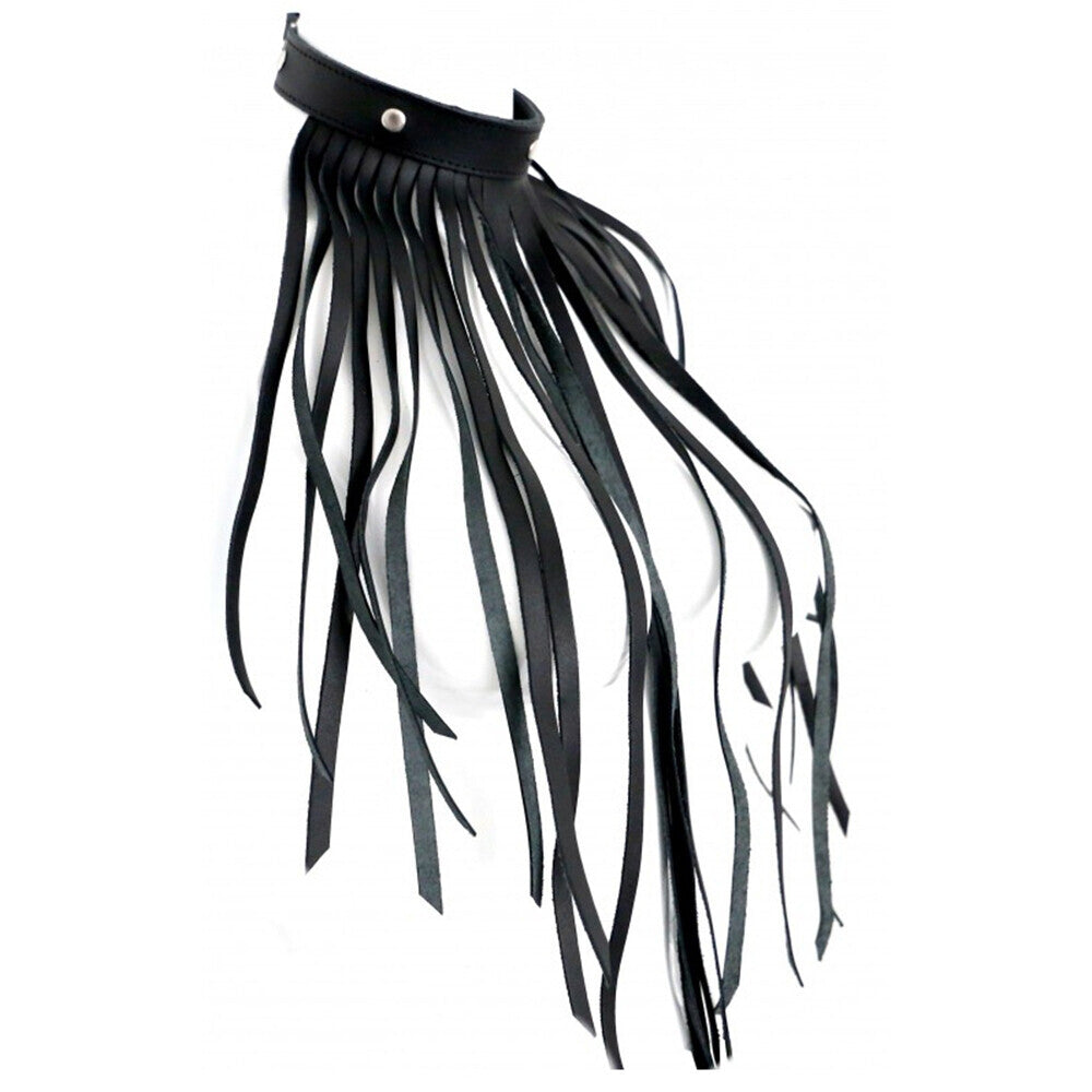 Genuine Leather Black Fringe Necklace Collar for Bold Style