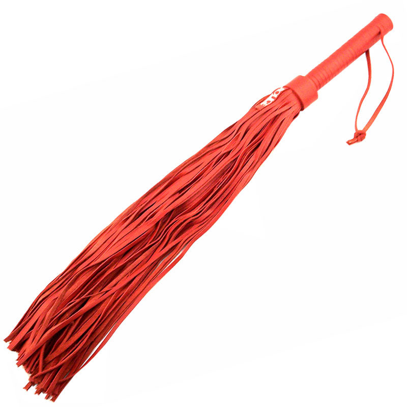 Rouge Garments Red Leather Flogger with 19-Inch Tail