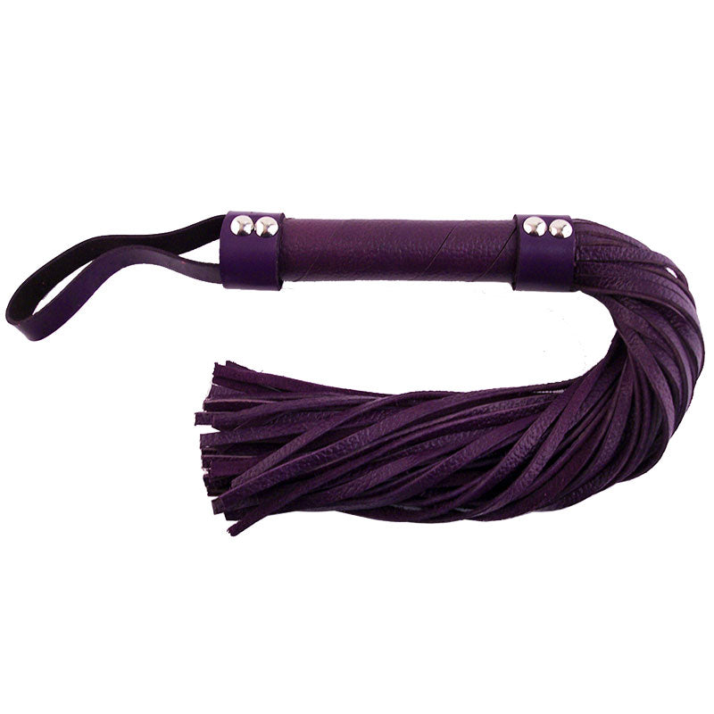 Rouge Garments Purple Leather Flogger with Hand Loop