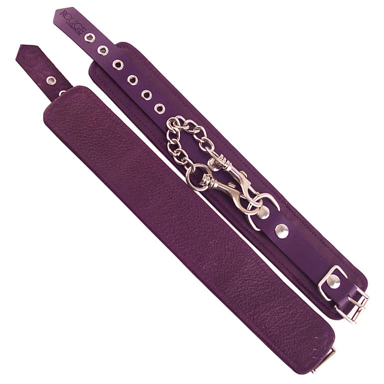 Rouge Garments Purple Leather Ankle Cuffs with Chain