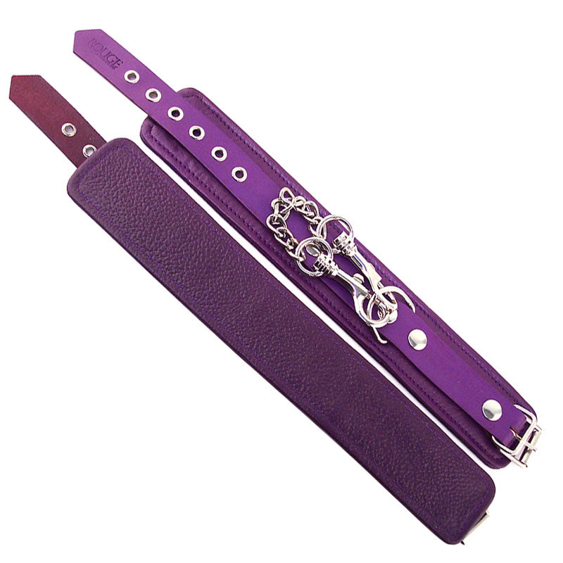 Rouge Garments Purple Leather Wrist Cuffs with Chain