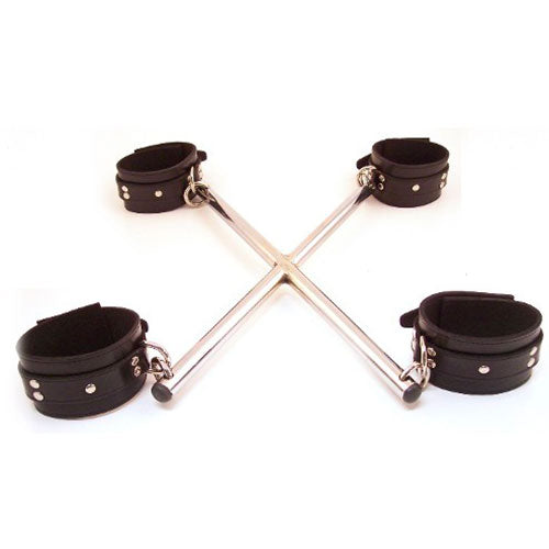 Rouge Garments Black Leather Hog Tie Restraint Cuffs