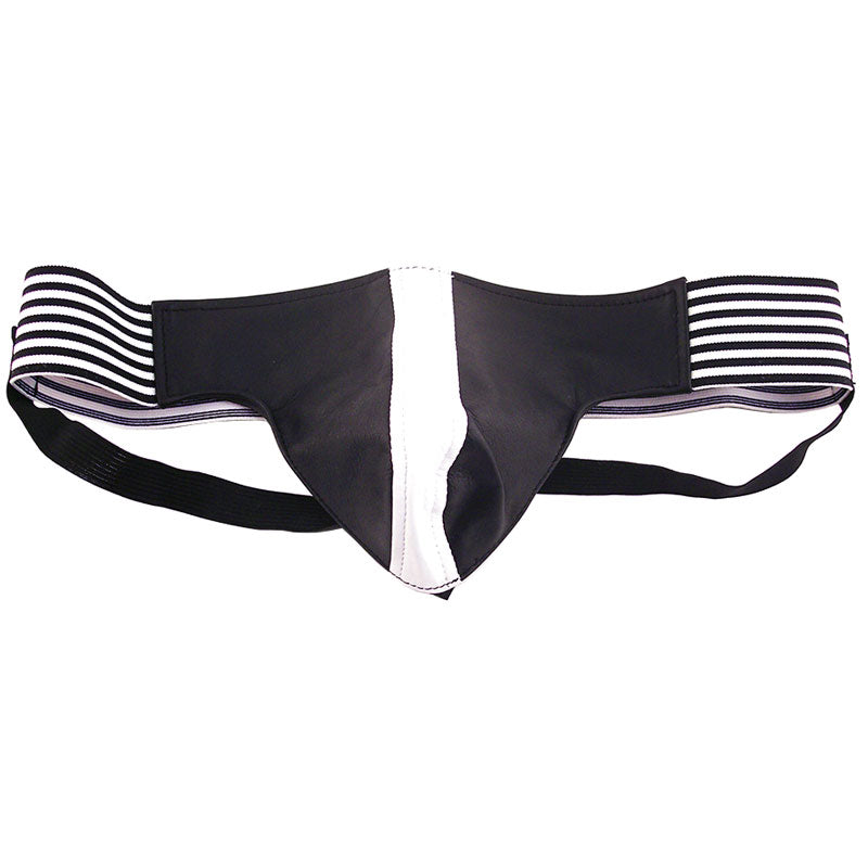 Rouge Garments Black and White Jock with Leather Stripe