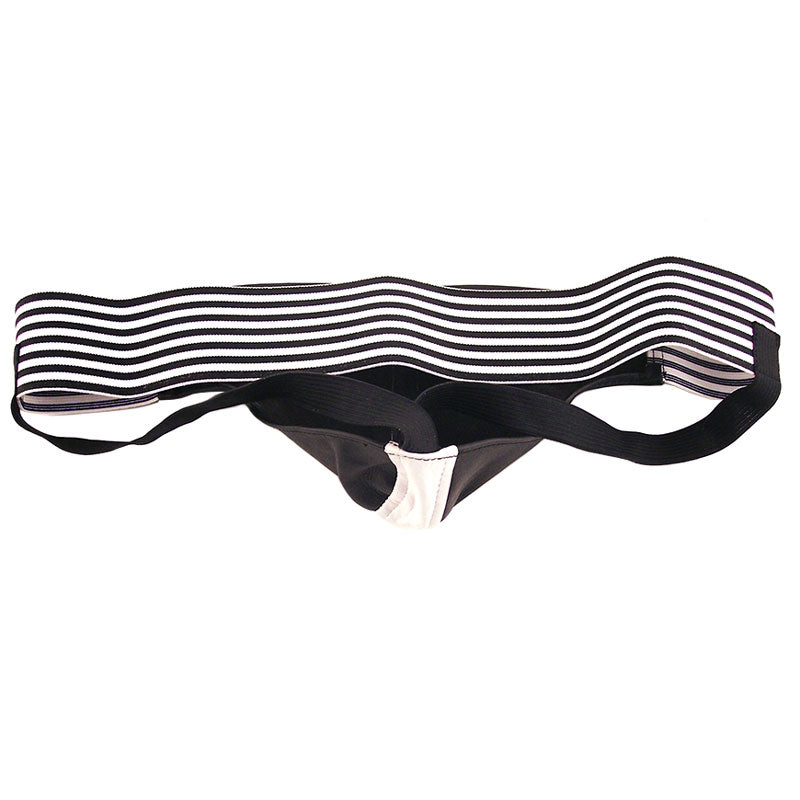 Rouge Garments Black and White Jock with Leather Stripe