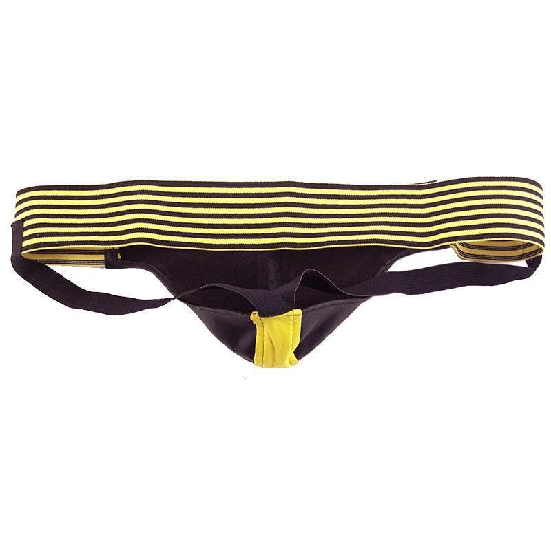 Rouge Garments Black Yellow Sporty Jock with Leather Stripe